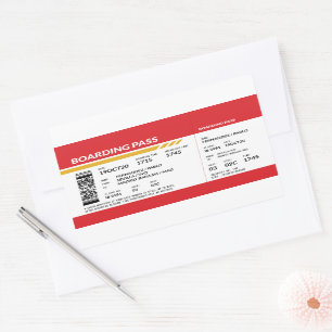 Boarding Pass - Red Rectangular Sticker