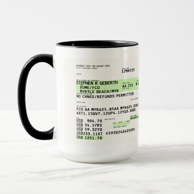 Boarding Pass (retro) SRG Mug (Left)