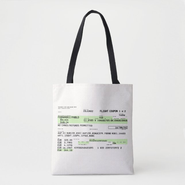 Boarding Pass - Retro Tote Bag (Front)