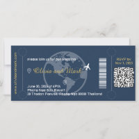 Boarding Pass RSVP Card – Navy & Gold