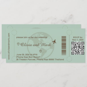 Boarding Pass RSVP Card – Sage & Beige