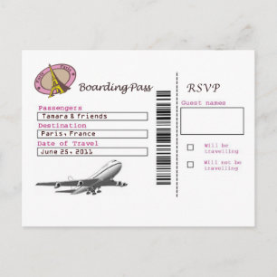 Boarding Pass RSVP Invitation Postcard