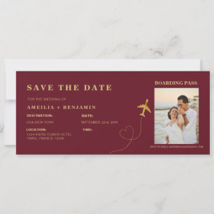 Boarding Pass Save the Date Destination Wedding Invitation