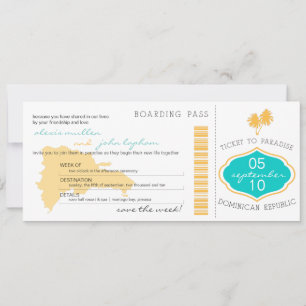 Boarding Pass Save the Date to Dominican Republic