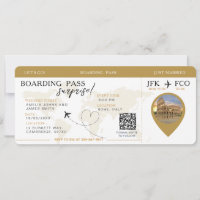 Boarding Pass Surprise Airline Ticket wedding  