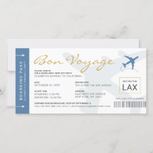 Boarding Pass Ticket Bon Voyage Party Invitation