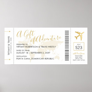 Boarding Pass Ticket Travel Gift Poster