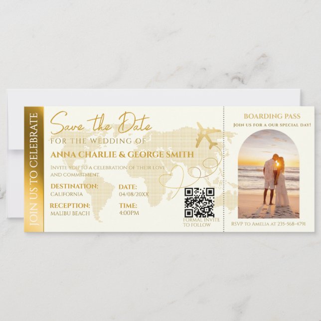  Boarding Pass Ticket With Photo wedding Invitation (Front)
