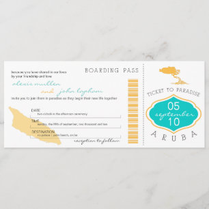 Boarding Pass to Aruba Wedding Invitation