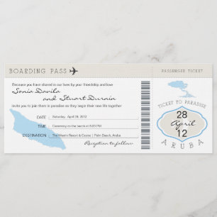 Boarding Pass to Aruba Wedding Invitation