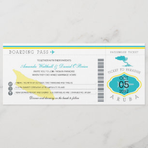 Boarding Pass to Aruba Wedding Invitation