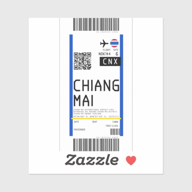 Boarding pass to Chiangmai (CNX) (Sheet)