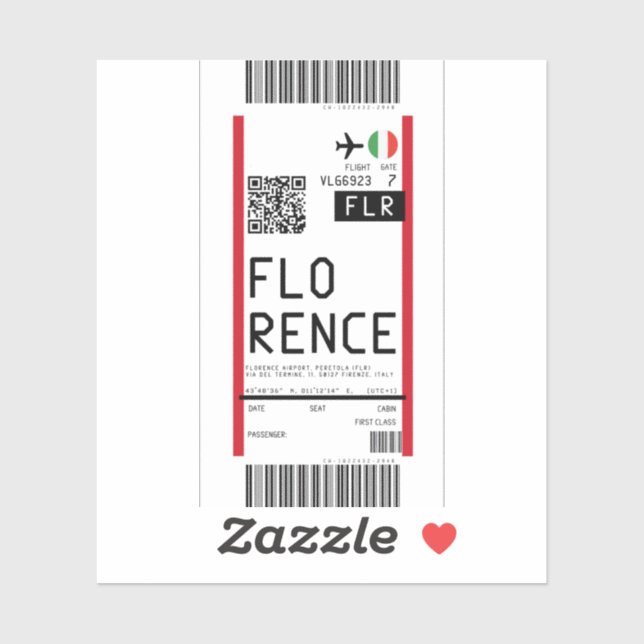 Boarding pass to Florence (FLR) (Sheet)