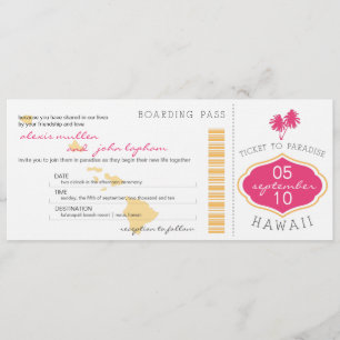 Boarding Pass to Hawaii Wedding Invitation
