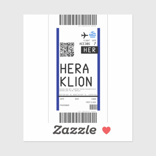 Boarding pass to Heraklion (HER) (Sheet)