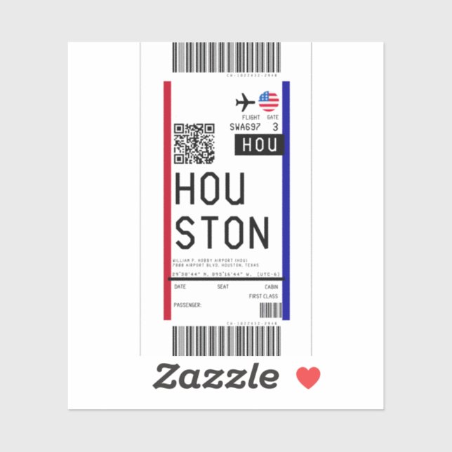 Boarding pass to Houston (HOU) (Sheet)