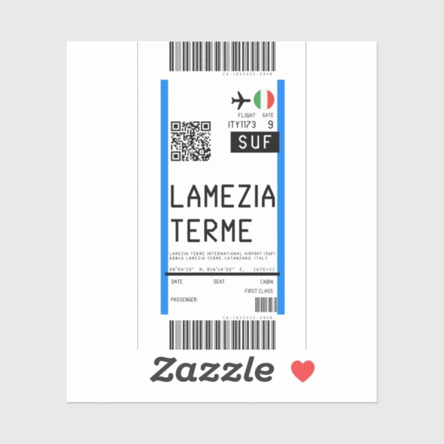 Boarding pass to Lamezia Terme (SUF) (Sheet)
