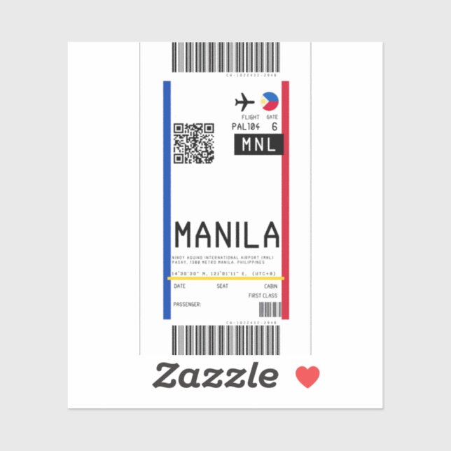 Boarding pass to Manila (MNL) (Sheet)