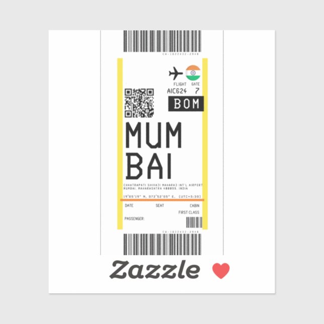 Boarding pass to Mumbai (BOM) (Sheet)
