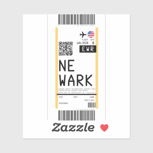 Boarding pass to Newark (EWR) (Sheet)