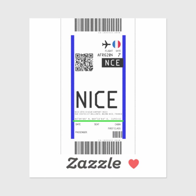 Boarding pass to Nice (NCE) (Sheet)