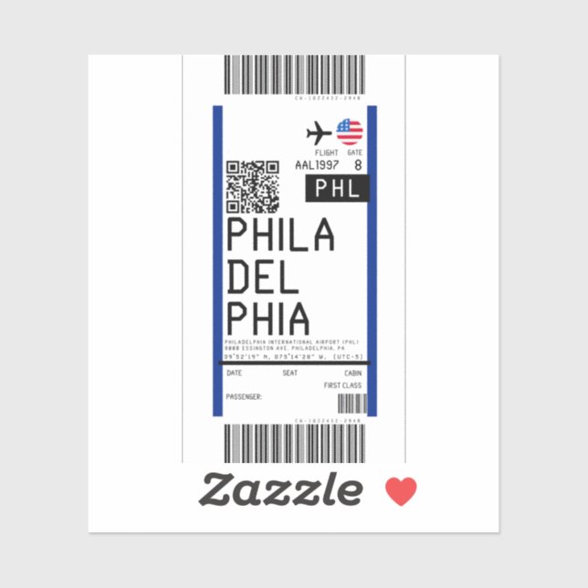 Boarding pass to Philadelphia (PHL) (Sheet)