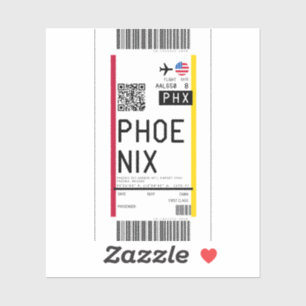 Boarding pass to Phoenix (PHX) Sticker