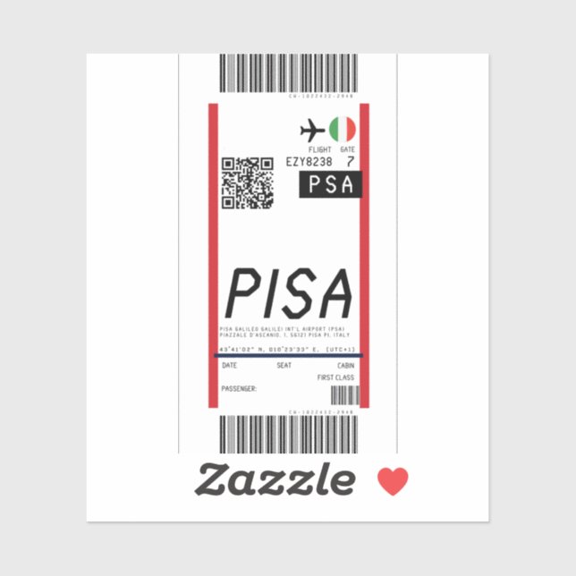 Boarding pass to Pisa (PSA) (Sheet)