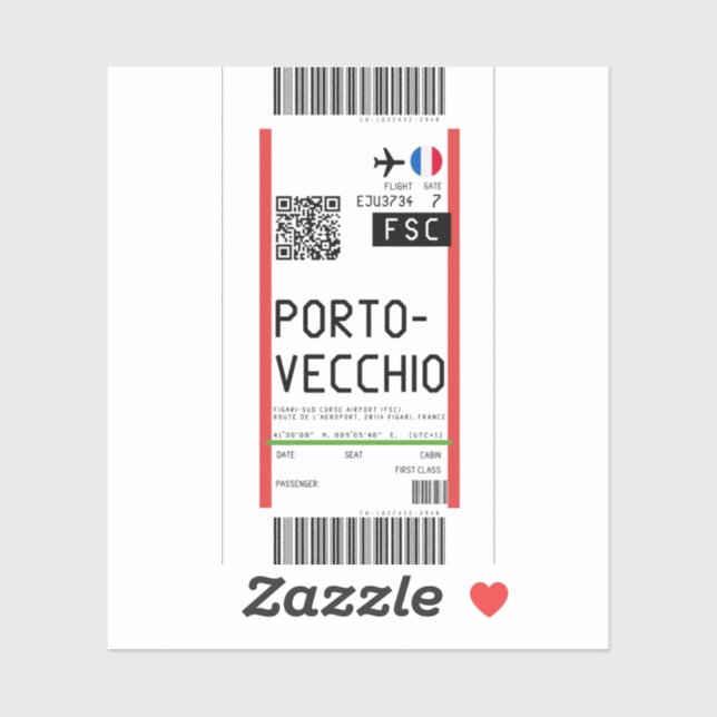 Boarding pass to Porto-Vecchio Corsica (FSC) (Sheet)