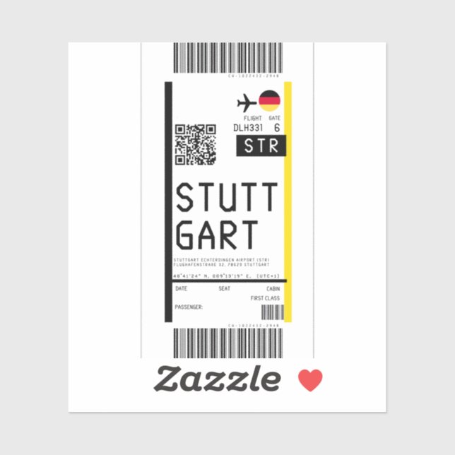 Boarding pass to Stuttgart (STR) (Sheet)