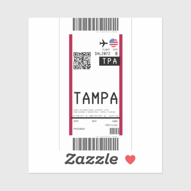 Boarding pass to Tampa (TPA) (Sheet)