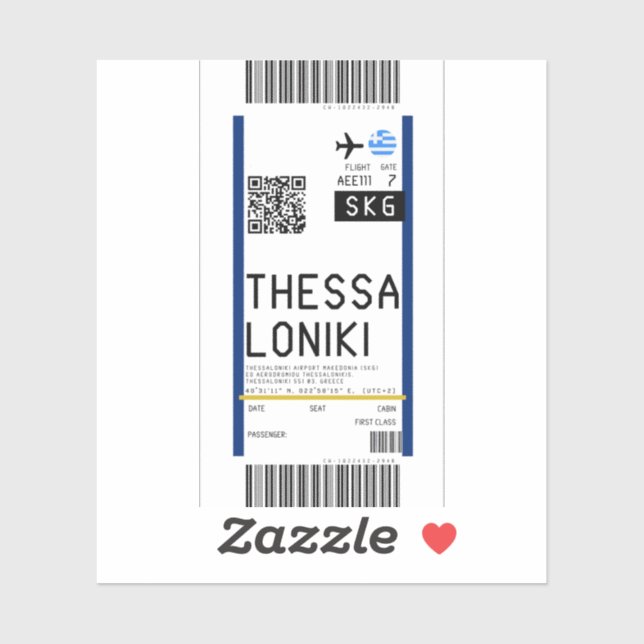 Boarding pass to Thessaloniki (SKG) (Sheet)
