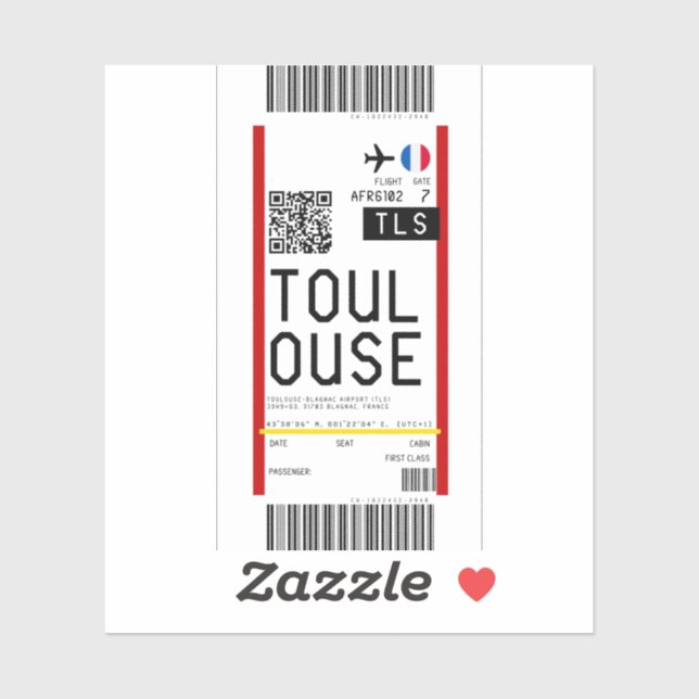 Boarding pass to Toulouse (TLS) (Sheet)