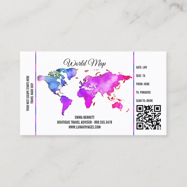Boarding Pass Travel Agent Business Card (Front)