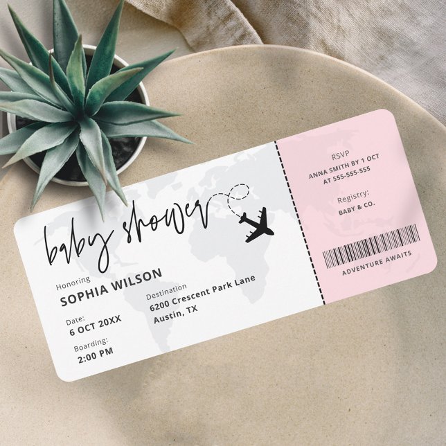 Boarding Pass Travel Baby Girl Baby Shower Invitation (Creator Uploaded)
