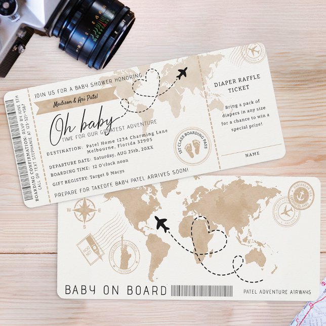 Boarding Pass Travel Baby Shower Invite (Boarding Pass Baby Shower Invite)