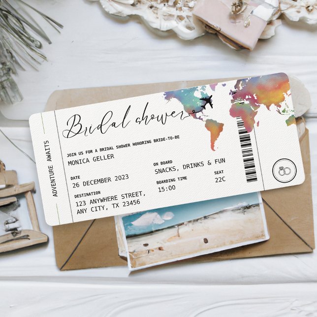Boarding Pass Travel Themed Bridal Shower Invitation (Creator Uploaded)