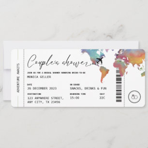 Boarding Pass Travel Themed Couple's Shower Invitation