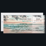 Boarding Pass Tropical Beach Wedding Tickets RSVP Invitation<br><div class="desc">This summer, tie the knot in style! Our exclusive Beach Destination Boarding Wedding Invitations are the ideal way to set the tone for your seaside nuptials. Featuring a stunning tropical palm beach setting, twinkling string lights, and a design that seamlessly blends tradition with modern flair, these invitations are sure to...</div>