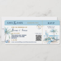 Boarding Pass Tropical Destination QR Code Wedding
