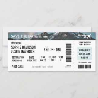 Boarding Pass Vintage Mountains Save the Date