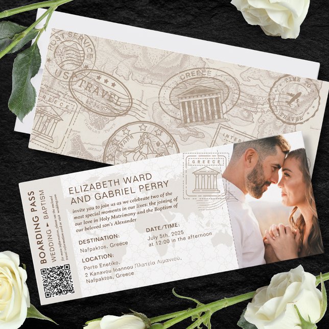 Boarding Pass Wedding & Baptism Greece Invitation (Creator Uploaded)