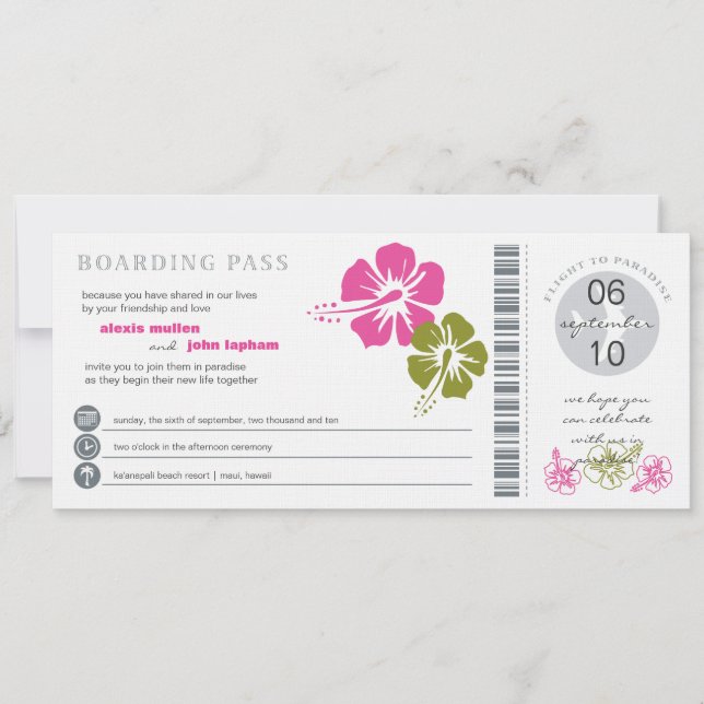 Boarding Pass Wedding Invitation (Front)