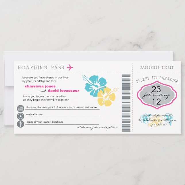Boarding Pass Wedding Invitation (Front)
