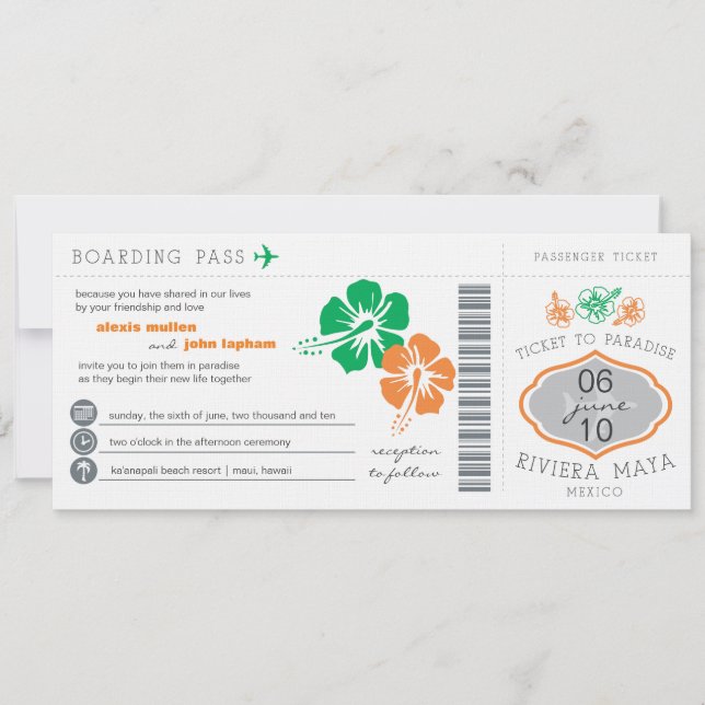 Boarding Pass Wedding Invitation (Front)