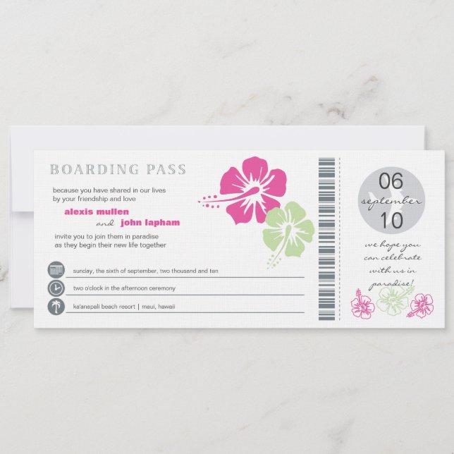 Boarding Pass Wedding Invitation (Front)