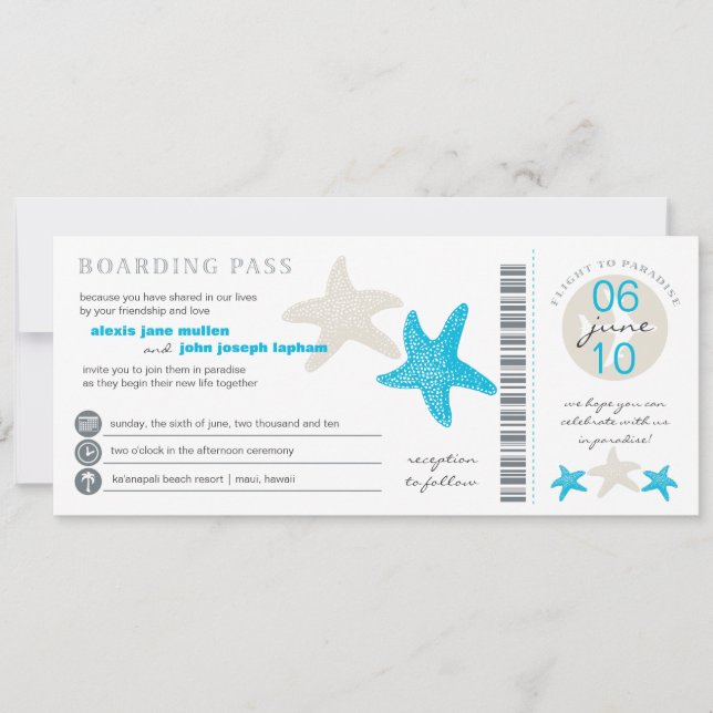Boarding Pass Wedding Invitation (Front)