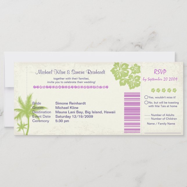Boarding Pass Wedding Invitation and RSVP in one (Front)