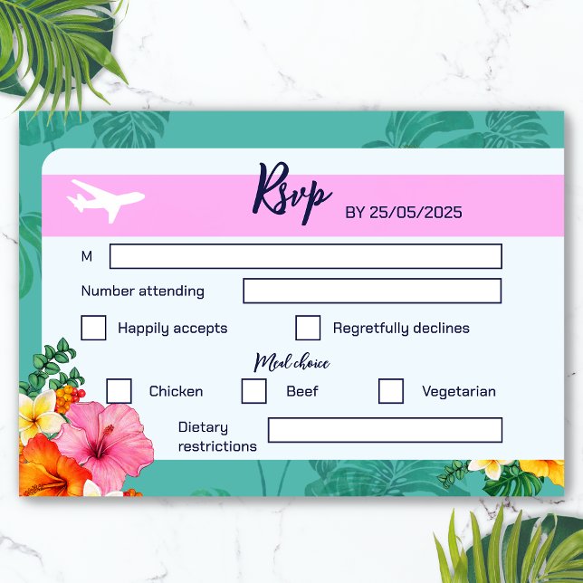 Boarding Pass Wedding Invitation Destination (Boarding Pass Destination Wedding RSVP)