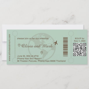 Boarding Pass Wedding Invitation – Sage & Beige